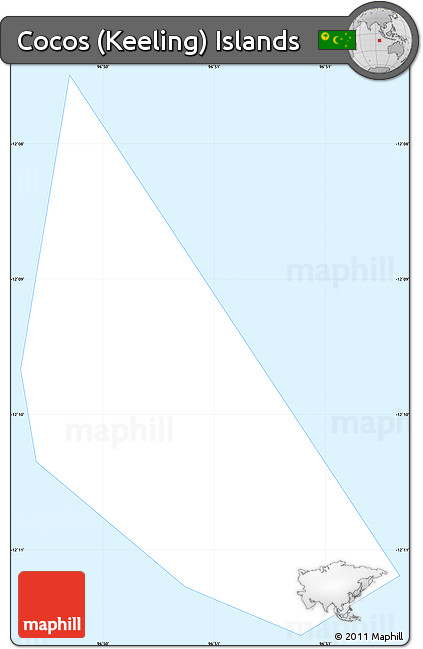 Gray Simple Map of Cocos (Keeling) Islands, single color outside