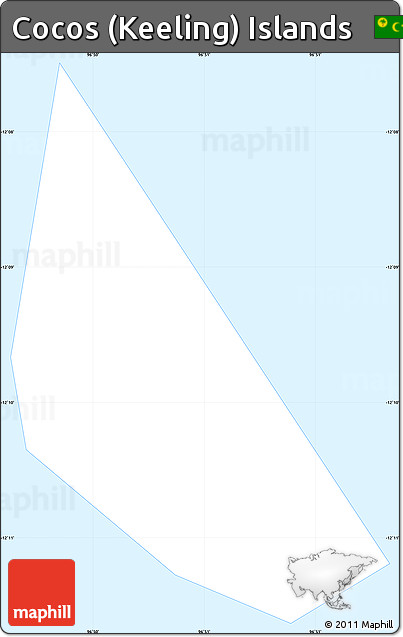 Gray Simple Map of Cocos (Keeling) Islands, single color outside