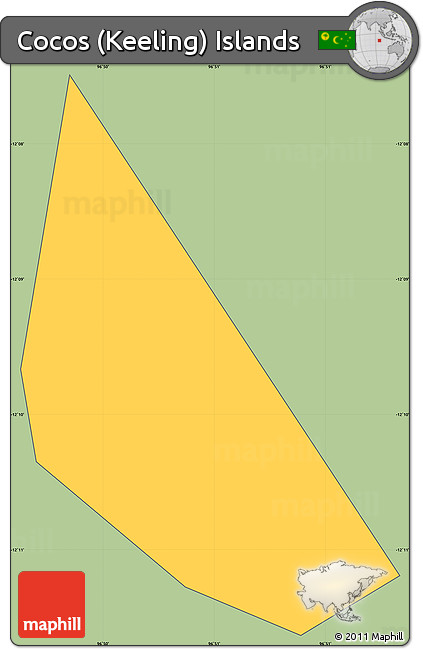 Savanna Style Simple Map of Cocos (Keeling) Islands, cropped outside