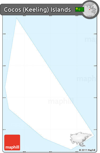 Silver Style Simple Map of Cocos (Keeling) Islands, single color outside