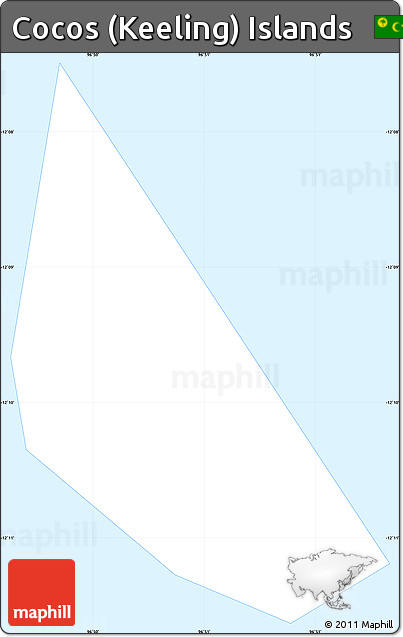 Silver Style Simple Map of Cocos (Keeling) Islands, single color outside