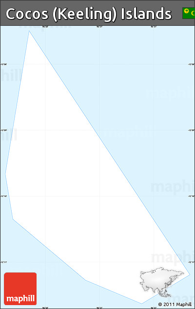 Silver Style Simple Map of Cocos (Keeling) Islands, single color outside