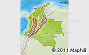 Physical 3D Map of Colombia, lighten, land only