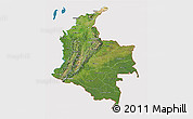 Satellite 3D Map of Colombia, cropped outside