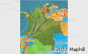 Satellite 3D Map of Colombia, political outside, satellite sea