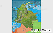 Satellite 3D Map of Colombia, political shades outside, satellite sea