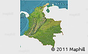 Satellite 3D Map of Colombia, single color outside