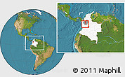 Satellite Location Map of Fredonia, highlighted country, highlighted parent region, within the entire country