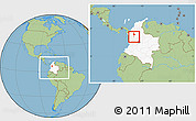 Savanna Style Location Map of Medellin, highlighted country, within the entire country