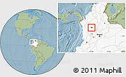 Savanna Style Location Map of Medellin, highlighted country, hill shading