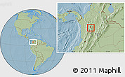 Savanna Style Location Map of Rionegro, hill shading