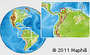 Physical Location Map of Atlantico, within the entire country