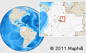 Shaded Relief Location Map of Jenesano, highlighted country