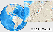 Shaded Relief Location Map of Jenesano, highlighted parent region