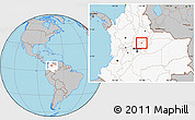 Gray Location Map of Villa de Leyva, highlighted country