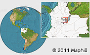 Satellite Location Map of Villa de Leyva, highlighted country, highlighted parent region