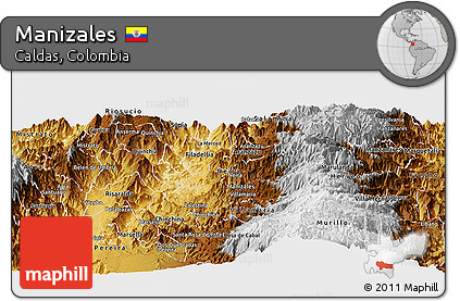 Physical Panoramic Map of Manizales