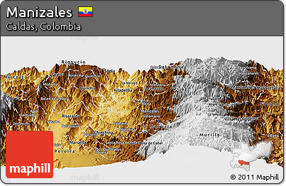 Physical Panoramic Map of Manizales