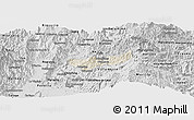 Shaded Relief Panoramic Map of Manizales, desaturated