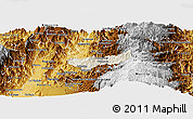 Shaded Relief Panoramic Map of Manizales, physical outside