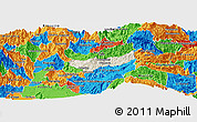 Shaded Relief Panoramic Map of Manizales, political outside