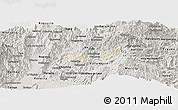 Shaded Relief Panoramic Map of Manizales, semi-desaturated