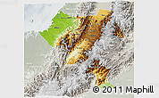 Physical 3D Map of Cauca, lighten, semi-desaturated