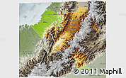 Physical 3D Map of Cauca, semi-desaturated