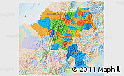 Political 3D Map of Cauca, lighten
