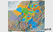 Political 3D Map of Cauca, semi-desaturated