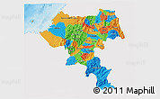 Political 3D Map of Cauca, single color outside