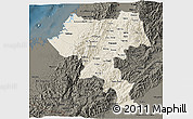Shaded Relief 3D Map of Cauca, darken