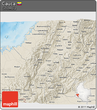 Shaded Relief 3D Map of Cauca