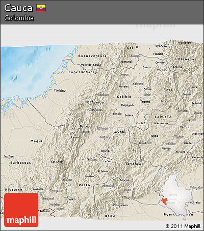 Shaded Relief 3D Map of Cauca