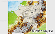 Shaded Relief 3D Map of Cauca, physical outside