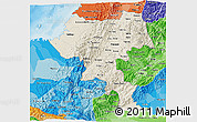 Shaded Relief 3D Map of Cauca, political shades outside