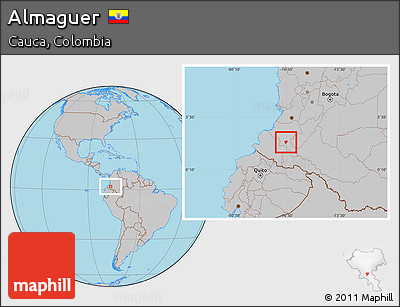 Gray Location Map of Almaguer