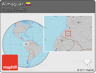 Gray Location Map of Almaguer