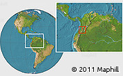 Satellite Location Map of Caldono, within the entire country