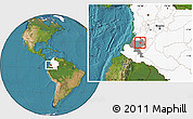 Satellite Location Map of Caldono, highlighted country, highlighted parent region