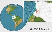 Satellite Location Map of Caldono, highlighted country