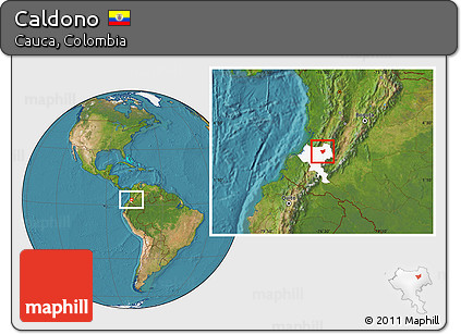 Satellite Location Map of Caldono, highlighted parent region