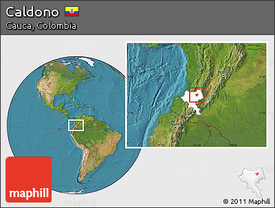 Satellite Location Map of Caldono, highlighted parent region