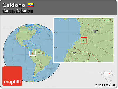Savanna Style Location Map of Caldono