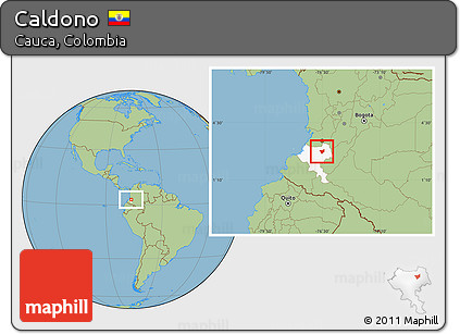 Savanna Style Location Map of Caldono, highlighted parent region