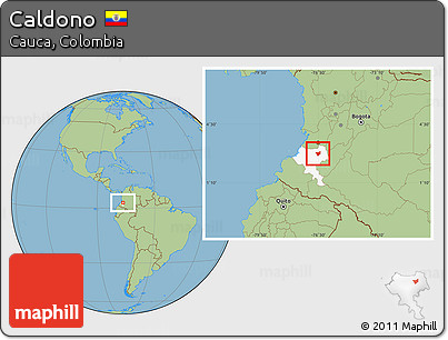 Savanna Style Location Map of Caldono, highlighted parent region