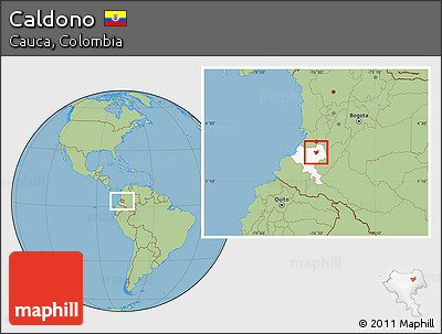 Savanna Style Location Map of Caldono, highlighted parent region