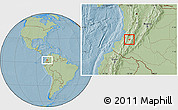 Savanna Style Location Map of Caldono, hill shading