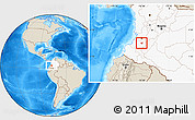 Shaded Relief Location Map of Caldono, highlighted country