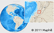 Shaded Relief Location Map of Caldono